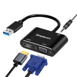 Simplecom DA316A USB to HDMI + VGA Video Card Adapter with 3.5mm Audio V28-DA316A