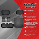 6 piece Tesla Model Y Floor Mats for Front and Rear Trunk Front Passenger and Driver Side V63-847811
