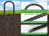 Trampolines Wind Stakes,Heavy Duty U Shaped Rebar Tent Stakes Ground Anchors Galvanized Steel Safety V1258-DP02-WO-1088