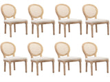 AADEN 8x Rattan Dining Chairs with Solid Wood Legs- Beige V226-SW1843BG-4