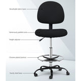 Artiss Office Chair Drafting Stool Fabric Chairs Black OCHAIR-G-RING-07B-BK