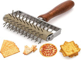 Set of 2 Pizza Dough Roller & Docker, Stainless Steel Hole Maker Puncher, Wooden Rolling Pin for V1259-DP01-A-3910