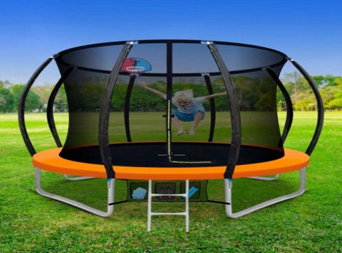 Everfit 10FT Trampoline for Kids w/ Ladder Enclosure Safety Net Rebounder Orange TRAMPO-C-C10-OR-AB