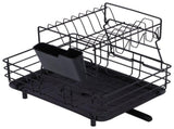 Drain Rack Double Layer Wrought Iron Double Countertop Dish Chopsticks Storage Rack with Drain Plate V1294-YM0901-3118210198611