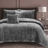 Ramesses Waffle Fleece Frost Grey 3 Pcs Comforter Set Queen V442-KIT-COMFORTER-WAFFLEFLEECE-FROSTGREY-QS