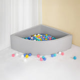 Corner Ball Pit Playpen Enclosure Safe Grey Play Area for Babies and Toddlers, Indoor or Outdoor V63-921201