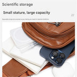 Office Commuter Business Set-Light brown Men's PU Leather Chest Bag and Blue RFID Blocking Aluminum V888-ELOSUNG56064-10