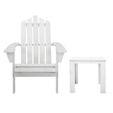 Gardeon 3PC Adirondack Outdoor Table and Chairs Wooden Beach Chair White FF-BEACH-UF-CH-WH-3PC