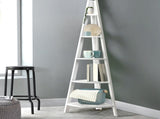 Artiss Bookshelf Corner Shelf 5 Tiers - CANE White FURNI-P-LAD-COR5T-WH