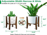 Adjustable Bamboo Plant Stand, Indoor Outdoor Flower Pot Holder for Living Room Balcony Terrace, V1237-ZY-924-239