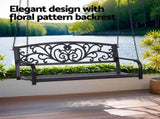Gardeon Outdoor Porch Swing Chair Patio Furniture Floral Backrest 2 Seater Black ODF-GSC-STEEL-2S-FLORAL-BK