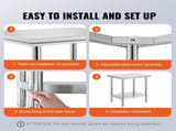 Commercial Worktable & Workstation 24 x 30 x 32 Inch Stainless Steel Work Table Heavy Duty V952-60X76X80CFGZTTZT1V0