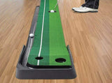 Indoor Practice Putting Green 2.5m Mat Inclined Ball Return Fake Grass 2 Holes V63-834791
