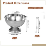 12PCS Stainless Steel Ice Cream 6.8 oz Metal Dessert Cups with Forks, Reusable Salad Serving V1369-AZ3-W-08819