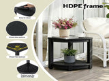 Gardeon Outdoor Coffee Side Table HDPE Desk Corner Shower Stool Bench Seat with Storage Shelf Black FF-BEACH-DESK-HECOR-BK