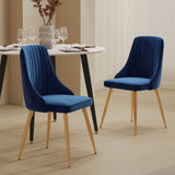 Viva Forever Set of 2 Blue Velvet Dining Chairs – Art Deco Design with Gold Metal Legs V264-DNC-414V-BLU-02