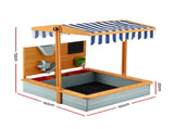 Keezi Kids Sandpit Wooden Canopy Sandbox With Cover Funnel Outdoor Toys 110cm Green SAND-CANOPY-FUNNEL-110-GN