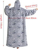 Oversized Hoodie Blanket - Super Soft & Warm - Layered Flannel with Sleeves - Beautiful Print V1189-HB003WSRD00005