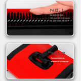 Red Manual Carpet Sweeper with Triple Roller Brushes - Non-Electric Push Broom for Pet Hair, V888-ELOSUNG53538