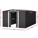 Giantz Garden Shed 2.58x3.14M w/Metal Base Sheds Outdoor Storage Workshop Shelter Sliding Door SHED-GAB-10X8X6-BS-ABC