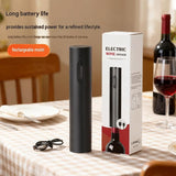 Black Electric Wine Opener and Black Decorative Iron Wine Rack Set - Rechargeable Automatic V888-ELOSUNG56332-1
