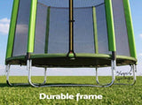 Everfit 6FT Kids Trampoline Round Rebounder with Enclosure Net Green TRAMPO-D-6FT-GN