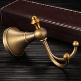 2X Double Hooks, Antique Brass Towel Hook, Wall Mount Wall Hooks for Hanging, Towel Hooks for V1370-AZ4-07657