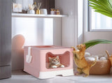 Xxl Large Cat Litter Box Self-Cleaning No Smell Pet Toilet Box With Tray & Scoop V767-XPET124-PK