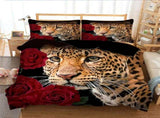Leopard Rose Noir Quilt / Doona / Duvet Cover set V745-AQ044129K3