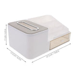 Multifunctional Tissue Box with Concealed Drawer, Desktop Storage Organizer for Home, Office, Living V1192-AZ-W-25246