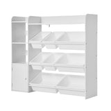 VEVOR 4-Tier Kids Toy Storage and Bookshelf with 8 Flexible Plastic Bins White V952-JJZHKFSWJSNXCEC1P001V0