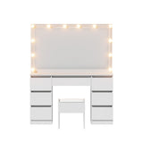 Artiss Dressing Table Vanity Desk Set Stool 12 Led Bulbs White FURNI-N-DRESS02-LED-WH-AB