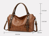 Brown Vintage Soft PU Leather Tote Bag Large Capacity Multi-Pocket Handbag Convertible Shoulder V888-ELOSUNG46377
