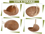 3 Pcs Natural Coconut Bird Hide Nest Birds Parakeet Nest with 6.9 Feet and 4 Hooks, Coconut Fiber V1369-AZ3-W-02686