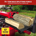 Yukon 75 Ton Petrol Hydraulic Log Splitter w/ Electric Key Start LOG-PTR-TPD-075