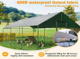 Heavy Duty XL Metal Walk-In Chicken Run with Cover, 276x405x300cm, Black V178-59376