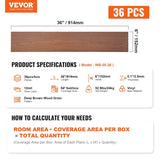 VEVOR Self Adhesive Vinyl Floor Tiles 36 x 6 inch, 36 Tiles 2.5mm Thick Peel & Stick, Deep Brown V952-ZZYXJDDSZMW3JLLWDV0