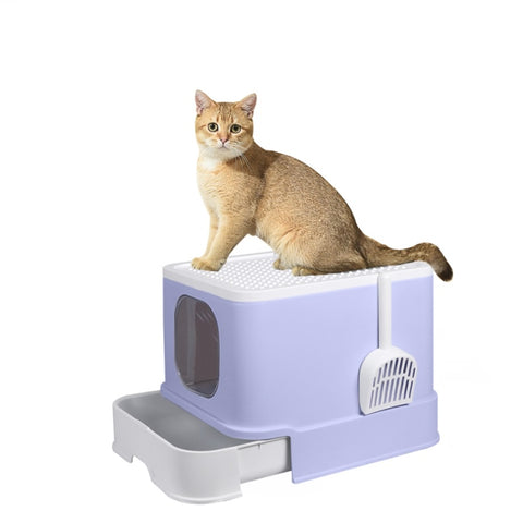 PaWz Cat Litter Box Fully Enclosed Toilet Purple PT1016-PR