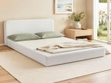 Artiss Compression Bed Frame Queen Size No Assembly Vacuum High Density Sponge Boucle Cream White BED-FOAM-BASE-Q-WH
