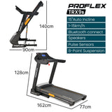 Proflex TRX9s Electric Treadmill, Large Size, 450mm Belt, 10-inch display, Foldable, Suspension, V219-FTNTRDPFTRX9A