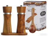 Acacia Wood Salt and Pepper Grinder Set with Ceramic Burrs, Adjustable Coarseness and Storage Base V1188-MS-731-005