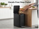 Cefito 15L Pedal Rubbish Bin Slim Carbon Steel Garbage Bin for Home Black RB-15L-1C-BK