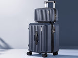 Wanderlite 2pcs Trunk Luggage Suitcase Travel Carry On TSA Lock 12" 20" Navy LUG-ABS-TRUK-12-20-NA