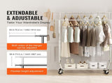 Heavy Duty Clothes Rack, Double Hanging Rod Clothing Garment Rack for Hanging Clothes, Adjustable V952-JYKCYJ4858221BPVDV0