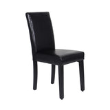 2x Wooden Frame Black Leatherette Dining Chairs with Solid Pine Legs V43-DC-MON-BLN