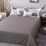 Palm Leaves Pattern Aloe Cotton Flat Sheet Quilt Cover Pillowcases 4pcs Bedding Set V462-H-05-06