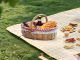 Wicker Picnic Basket with Handles and Linen Cloth Lining, Empty Baskets for Gifts, Woven Easter V1189-WXFWAL-20260319-00964