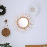40cm Hanging Mirror Rattan Sunflower Circular Wall Mirror Decor Boho Wicker Dressing Makeup Mirrors V1294-YM0717-10123628