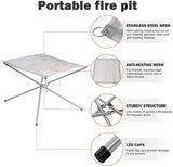 1 Piece Foldable Outdoor Fire Pit, Stainless Steel Mesh Wood-Burning Campfire Grill for Camping, V1189-LC-HW-00258