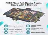 1000 Piece Felt Jigsaw Puzzle Board with 6 Drawers Portable Table V63-955231